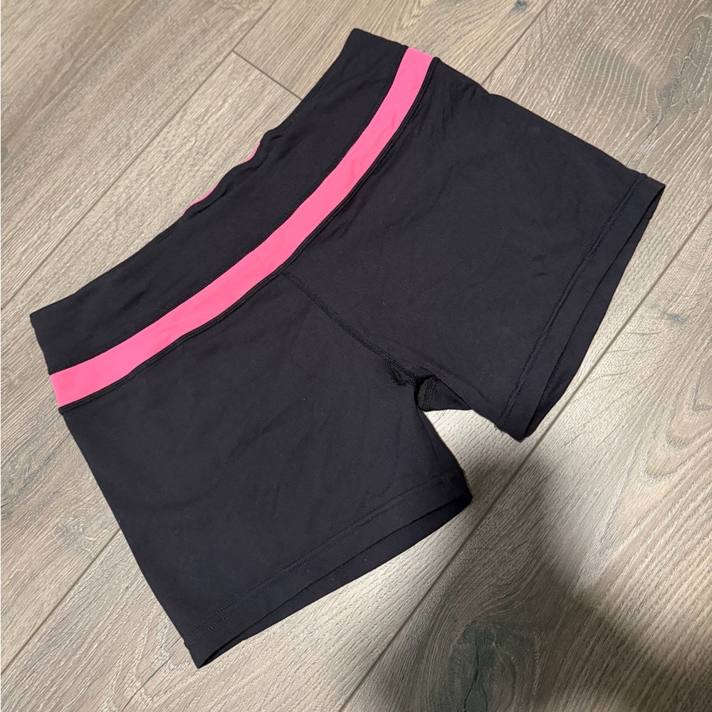 Black Bike Shorts with Pink Stripe size large cozy orange